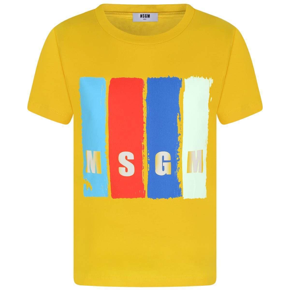 Yellow Striped Logo - MSGM Boys Yellow Striped Logo Top