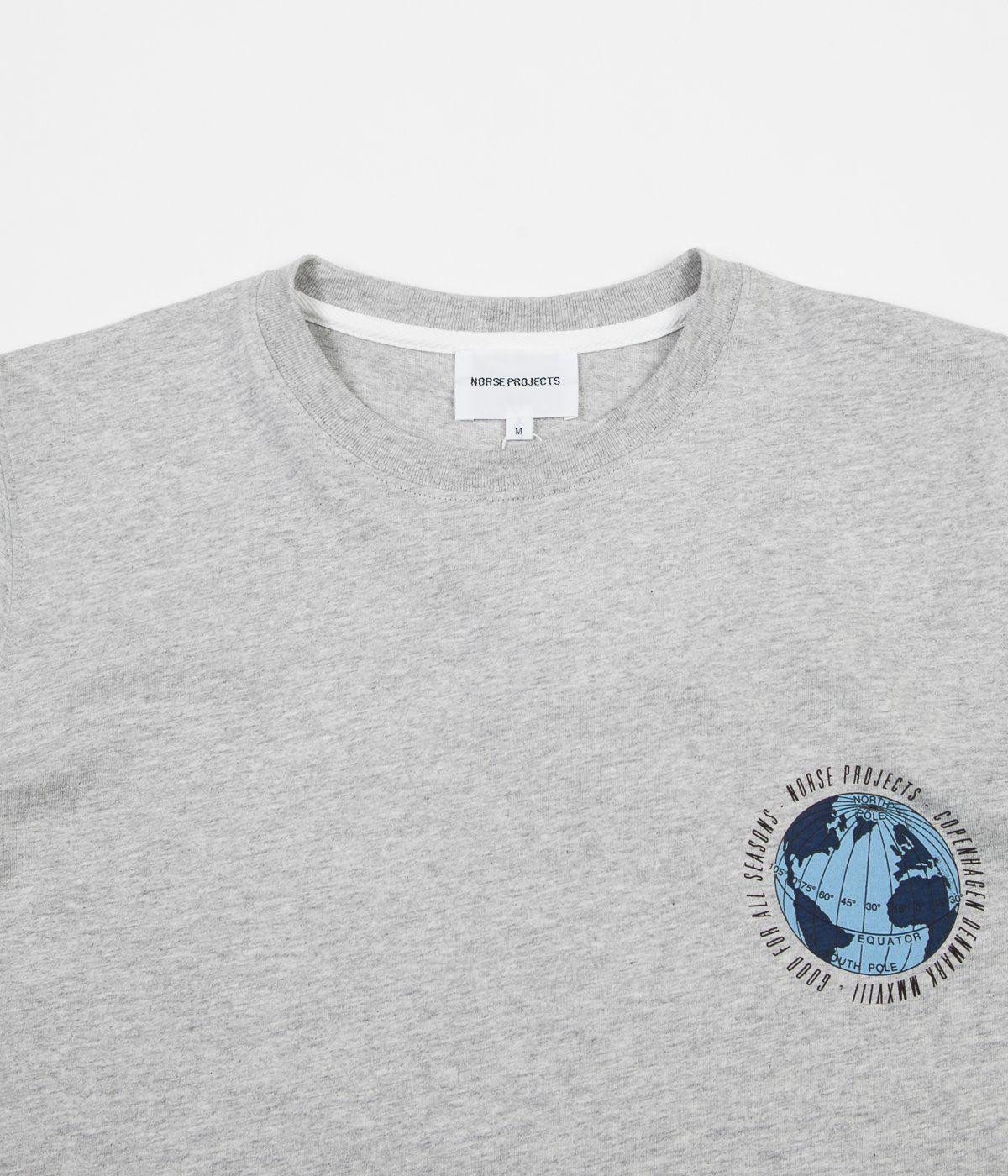Grey Globe Logo - Norse Projects Niels Globe Logo T-Shirt - Light Grey Melange ...