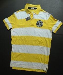 Yellow Striped Logo - NEW Mens %Abercrombie & Fitch% White Yellow Striped Logo Vintage