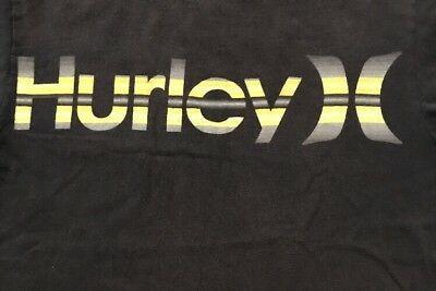 Yellow Striped Logo - HURLEY YELLOW AND Gray Striped Logo Black T Shirt Mens Small Euc S