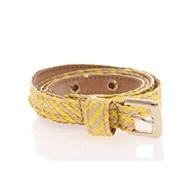 Yellow Striped Logo - Dolce & Gabbana Yellow Striped Fabric Logo Belt: Amazon.co.uk: Clothing