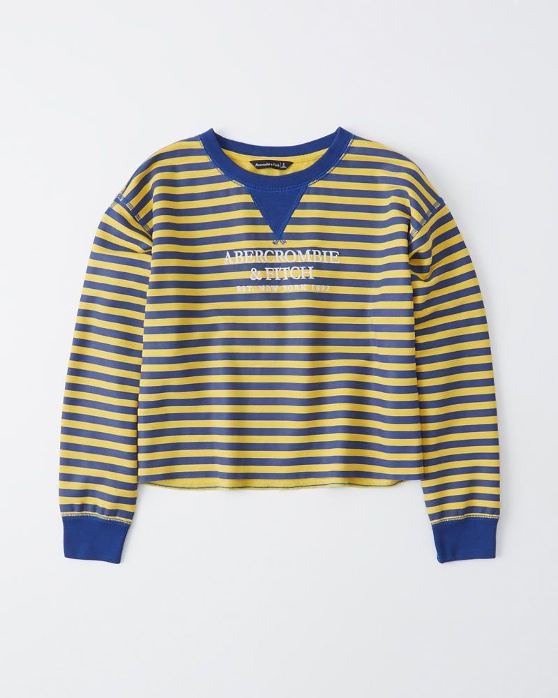 Blue and Yellow Stripe Logo - Womens Striped Logo Sweatshirt | Womens Tops | Abercrombie.co.uk