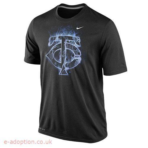 Smoke Nike Logo - Fabulous Men'S Nike Black T-Shirt Mlb Dri-Fit Smoke Minnesota Twins ...