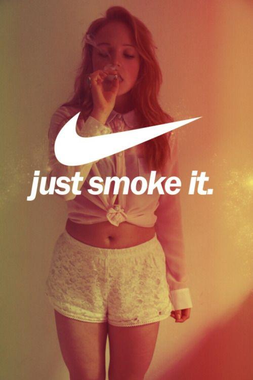 Smoke Nike Logo - girl happy weed marijuana smoke follow nike lifted yolo logo relax