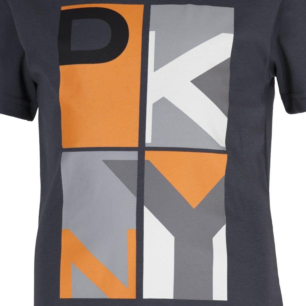 Orange and White Logo - DKNY Boys Charcoal T-Shirt with Orange and White Logo Print - DKNY ...