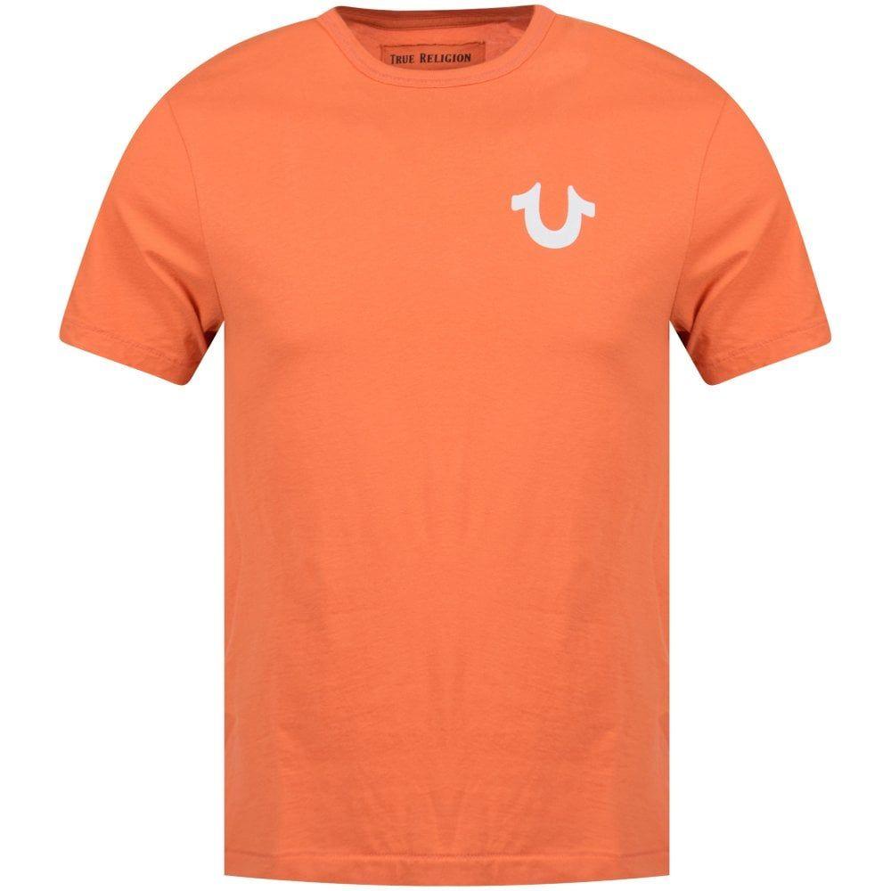 White On Orange Logo - TRUE RELIGION Orange/White Logo T-Shirt - Men from Brother2Brother UK