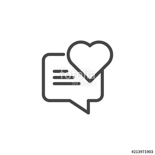 Communication Apps Logo - Bubble speech with heart line icon. Romantic communication in social