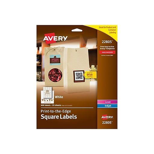 Read White Square Logo - Avery Easy Peel Print To The Edge White Square Labels, 1 1 2 X 1 1