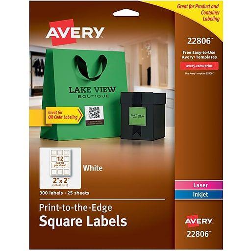 Read White Square Logo - Avery Easy Peel Print To The Edge White Square Labels, 2 X Pack