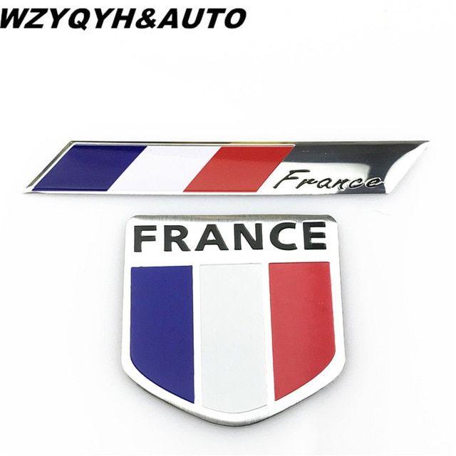 Flag Shield Logo - 3D Metal France Flag logo Shield Rectangle Emblem Badge S line ...