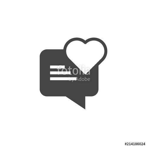Communication Apps Logo - Bubble speech chat with heart glyph icon. Romantic communication