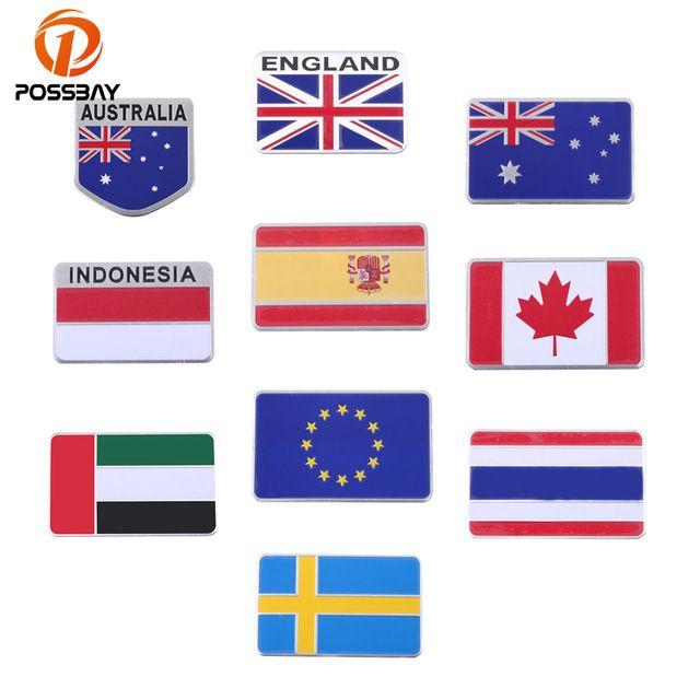 3D Rectangle Logo - POSSBAY Car Flag Stickers Car Auto 3D Aluminum Spain Canada England