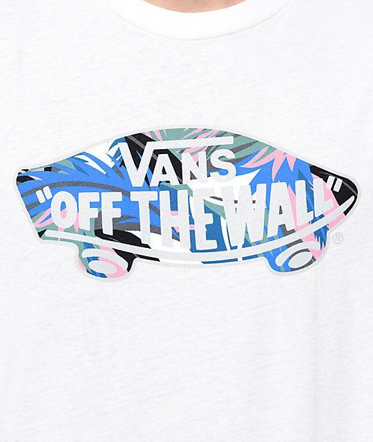 Vanz Off the Wall Logo - Vans Off The Wall Logo Floral Fill White T-Shirt | Zumiez