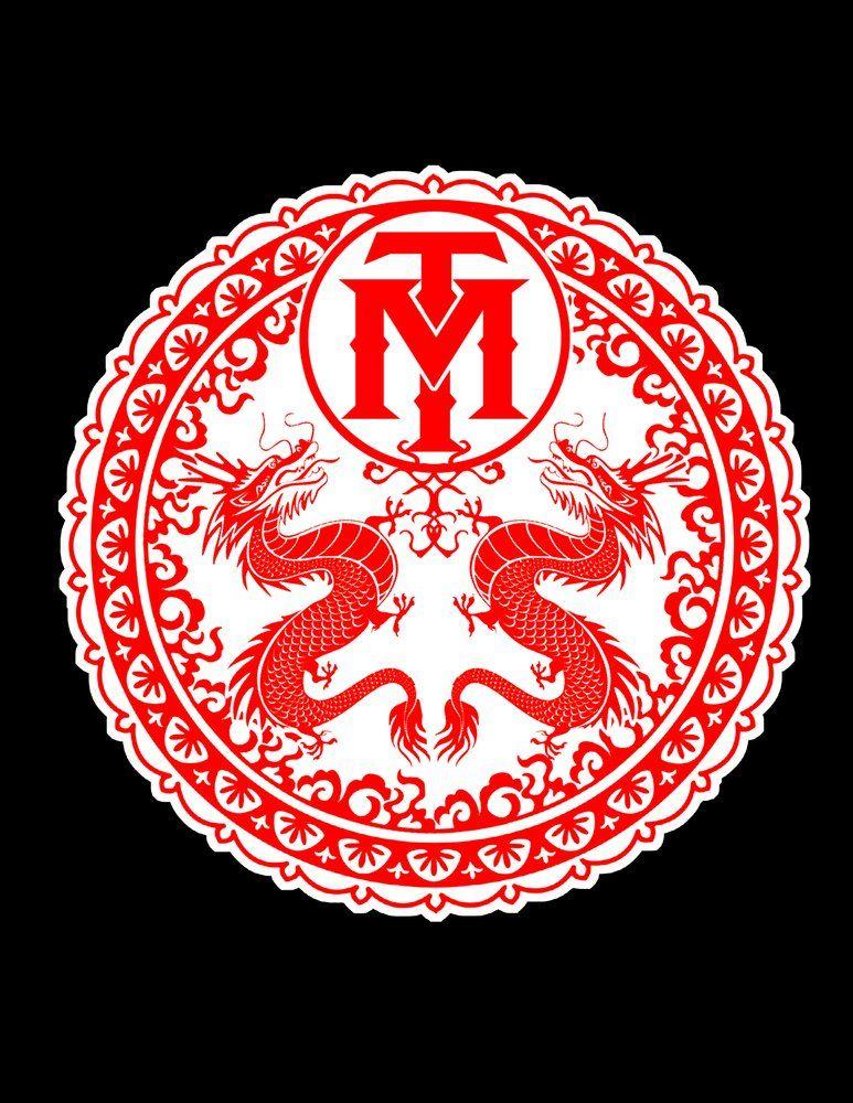 Red Dragon Logo - Oval Tattoo Mafia Red Dragon Logo Sticker