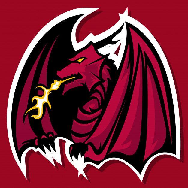 Red Dragon Logo - Flamming red dragon mascot logo Vector