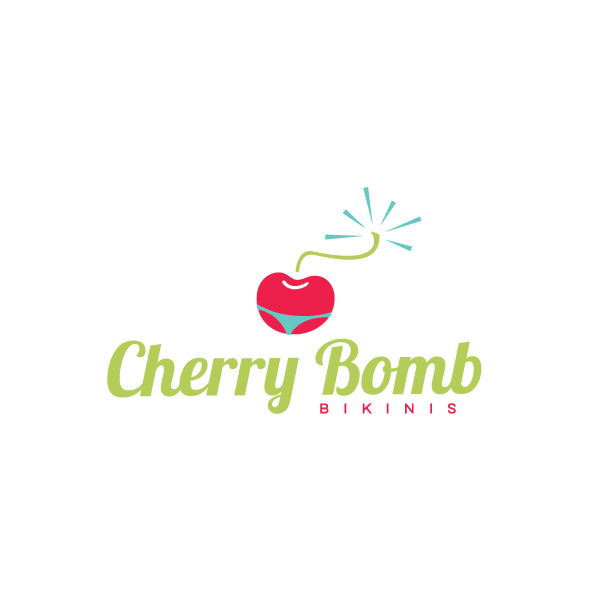 Cherry Bomb Logo - Elegant, Playful Logo Design for Cherry Bomb Bikinis. Stay Cherry