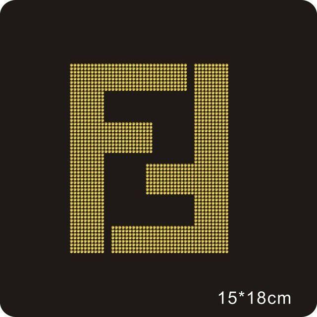Gold Fendi Logo - x10 Fendi inspired rhinestone iron on transfer 18cmx15cm gold stones