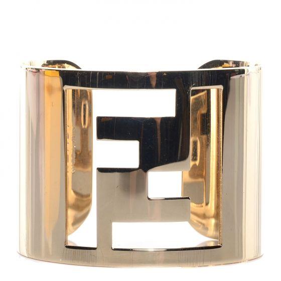 Gold Fendi Logo - FENDI Cuff FF Logo Bracelet Gold 87265