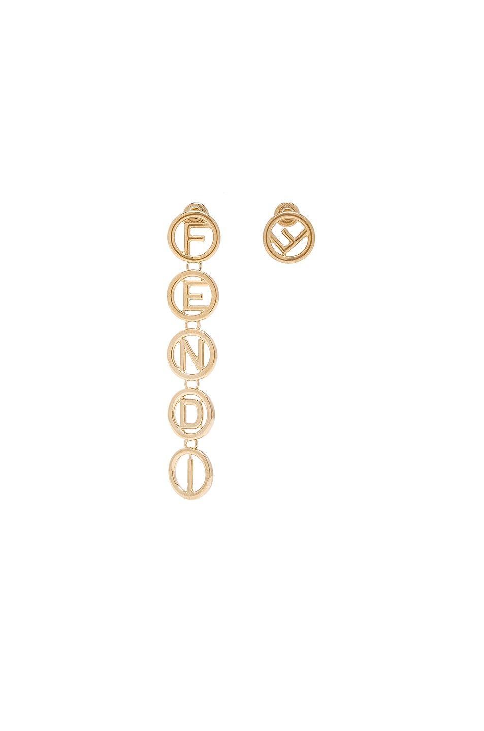 Gold Fendi Logo - Fendi Logo Drop Earrings in Gold