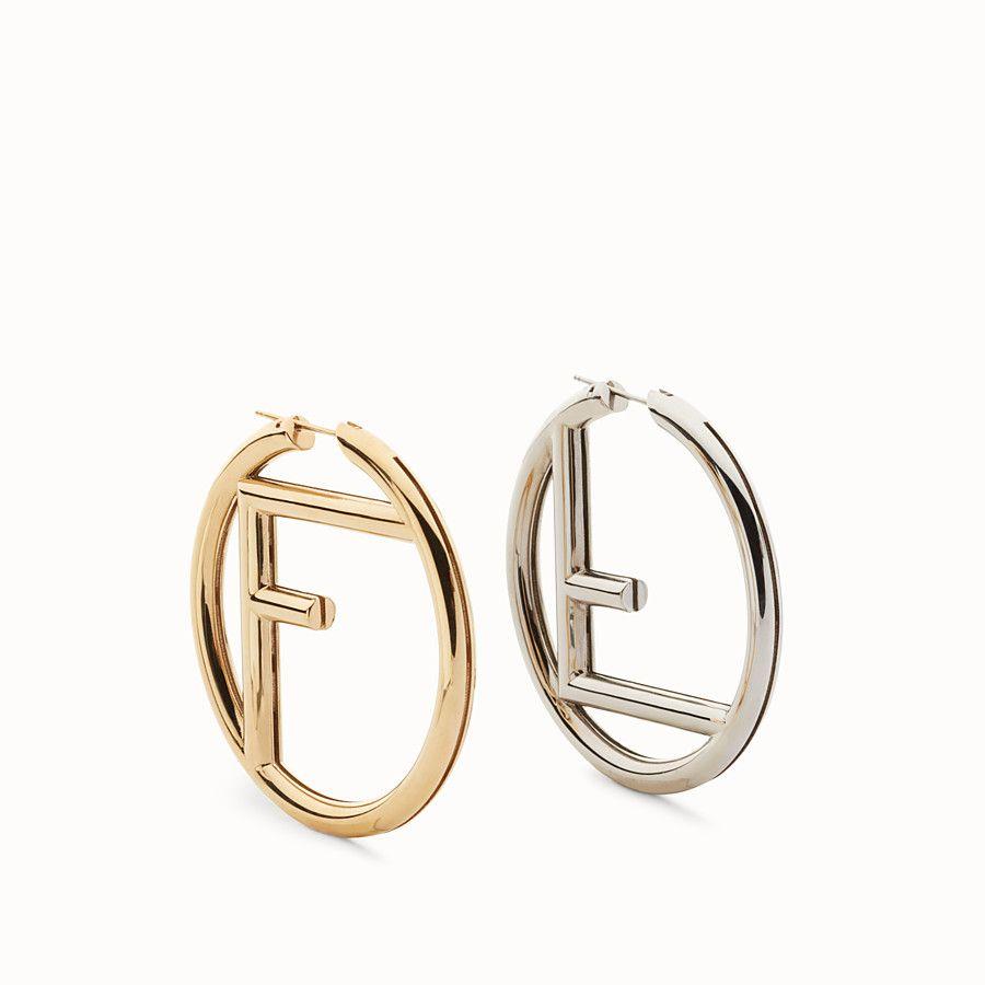 Gold Fendi Logo - Gold and palladium earrings - F IS FENDI EARRINGS | Fendi
