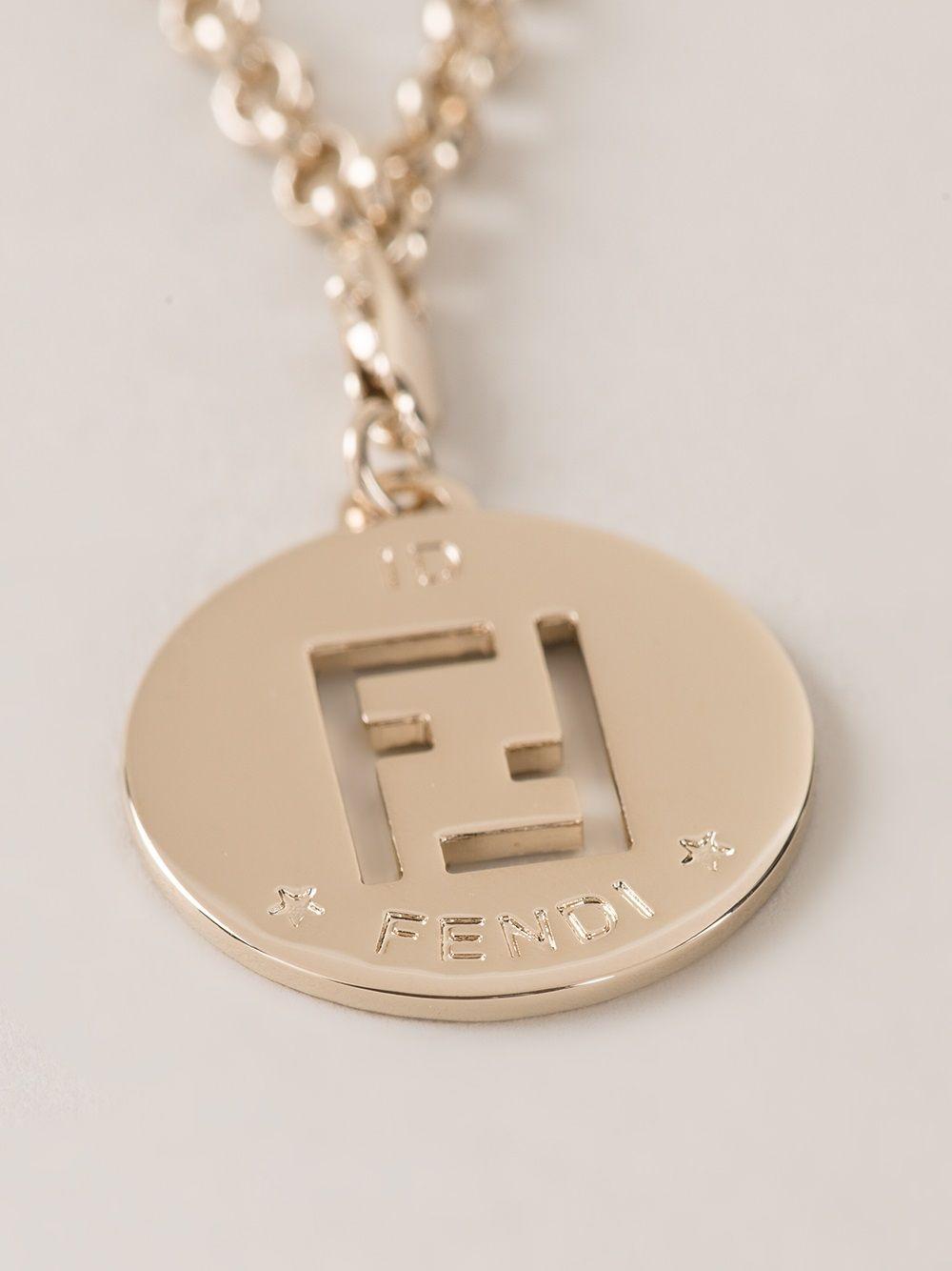 Gold Fendi Logo - Fendi Logo Pendant Necklace in Metallic