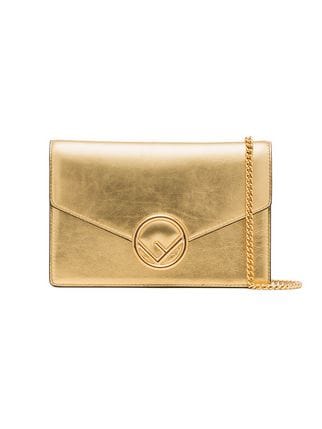Gold Fendi Logo - Fendi metallic gold logo leather wallet on a chain bag $1,290 - Buy ...