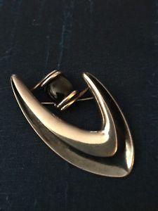 Silver Boomerang Logo - Sigi Pineda Boomerang Brooch Pin Sterling Silver & Obsidian Taxco