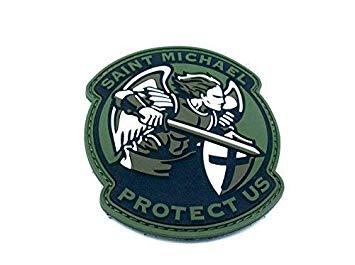 Green Crusaders Logo - Saint Michael Protect Us Crusader Green PVC Airsoft Patch: Amazon.co