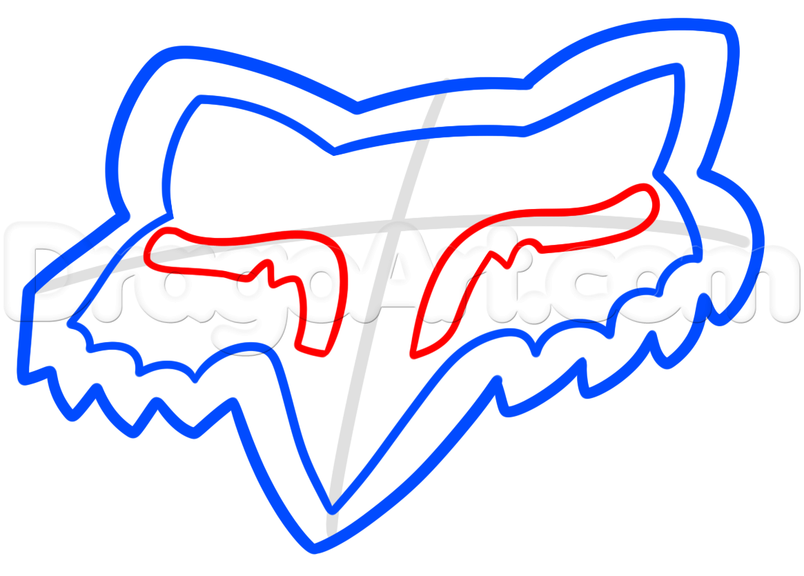 Blue Fox Head Logo - Draw Fox Head Logo, Fox Racing, Step by Step, Drawing Sheets, Added ...