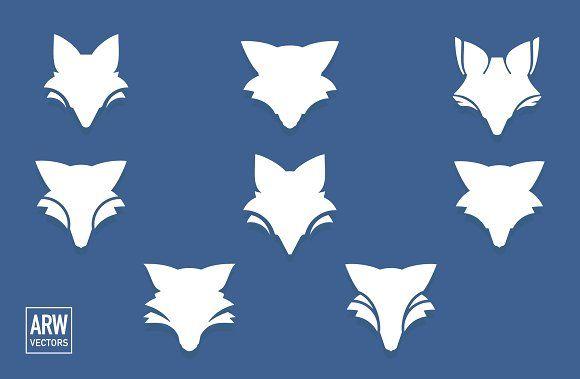 Blue Fox Head Logo - Fox Head Logo Set Illustrations Creative Market
