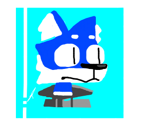 Blue Fox Head Logo - Blue fox head flying on a ship