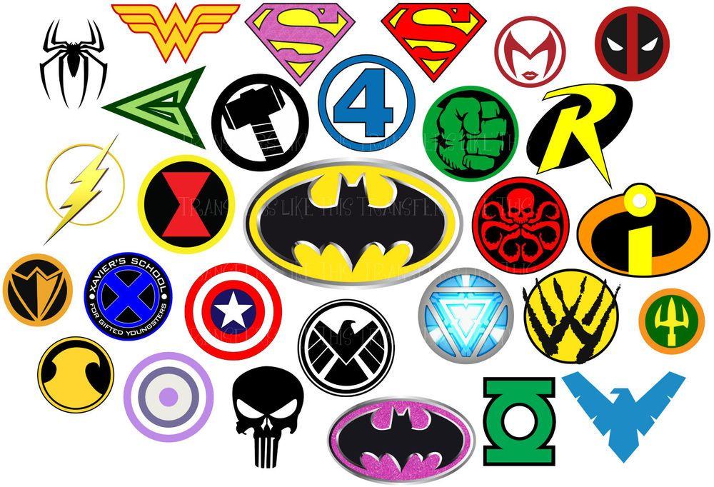 Vision Marvel Logo - Superhero logo Iron on heat transfer heroes marvel avengers lot SHL ...