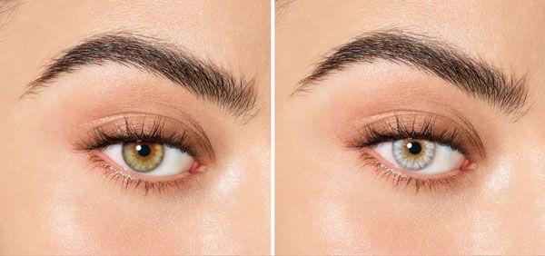 White and Green Eye Logo - before & after green eyes