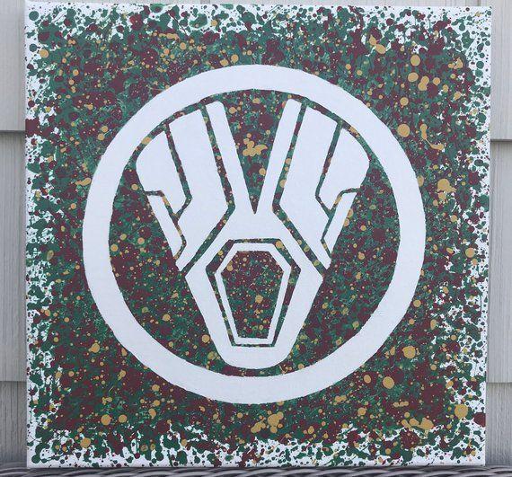 Vision Marvel Logo - Marvel Avengers Vision Logo Silhouette Acrylic Splatter | Etsy