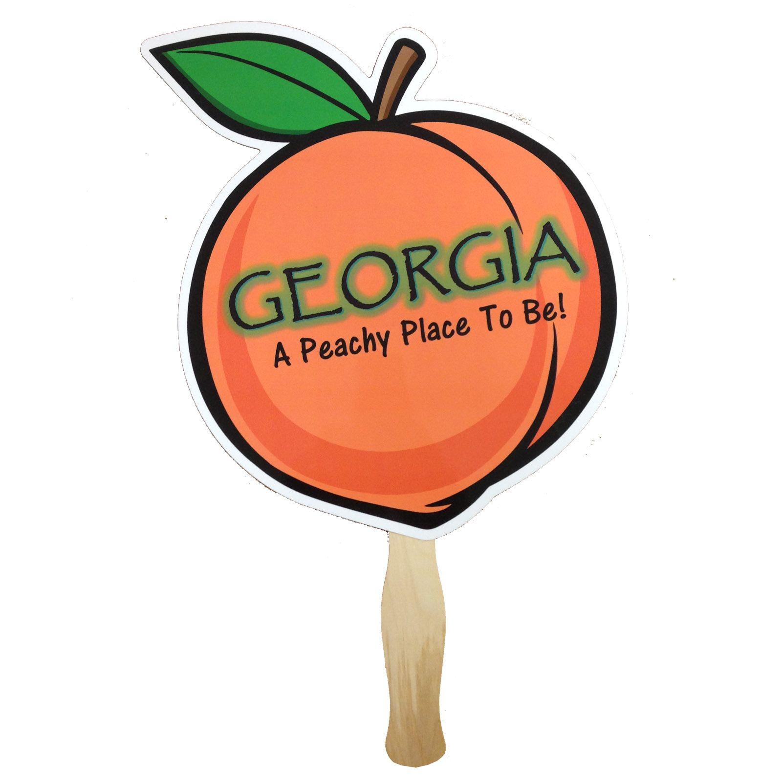 GA Peach Logo - Peach Shaped Georgia Hand Fan