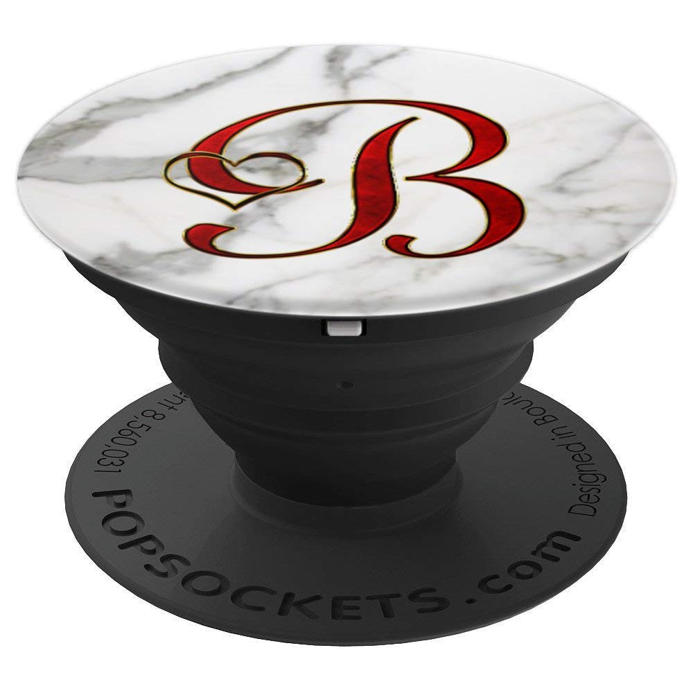 Letter B in Red Circle Logo - Monogram Letter B Red on White and Grey Marble