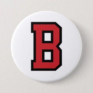 Letter B in Red Circle Logo - Letter B Black Buttons & Pins | Zazzle CA