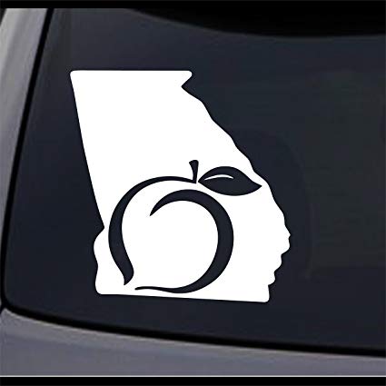 GA Peach Logo - Amazon.com: (2x) Georgia State Map GA Peach State Pride Home State ...