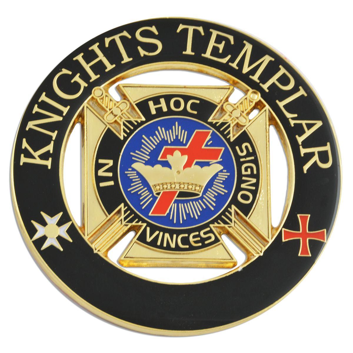 Templar Logo - Knights Templar Cross & Crown Black & Gold Round Car Auto Emblem