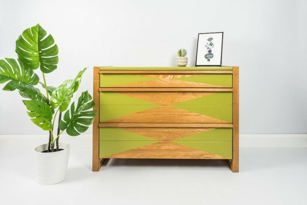 Solid Green Triangle Logo - Chest Of Drawers, Painted Green With Green Triangle, Mid Century ...