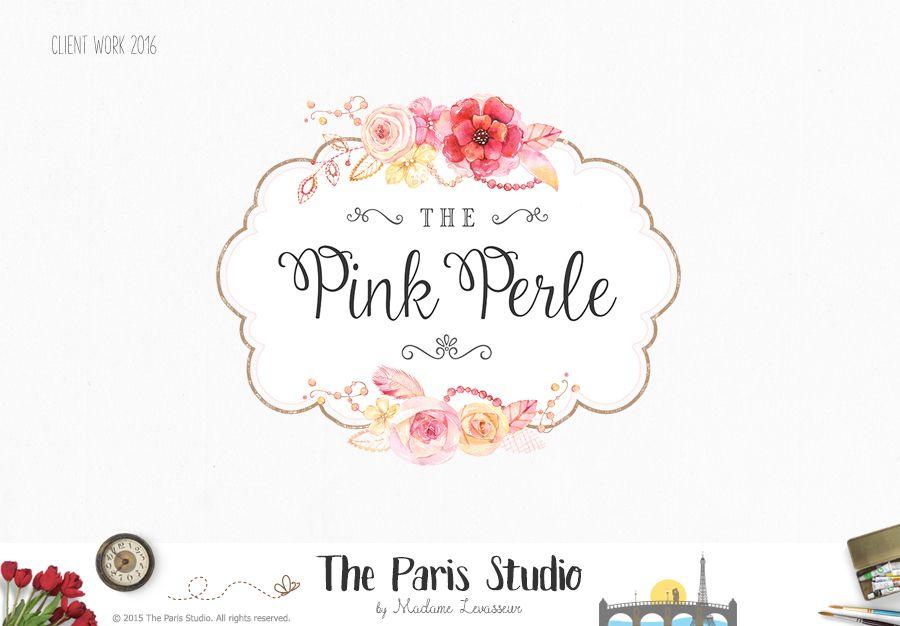 Vintage Floral Logo - Custom Logo & Branding Design for Pink Perle, by The Paris Studio ...