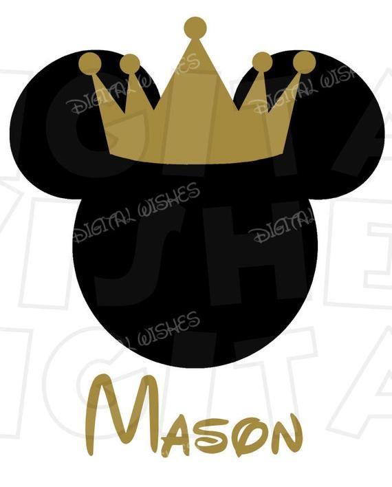 Mickey Mouse Head Logo - King Crown Mickey Mouse head ears Digital Iron on transfer