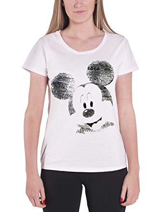 Mickey Mouse Head Logo - Mickey Mouse T Shirt Disney Text Head Logo Official Womens White ...