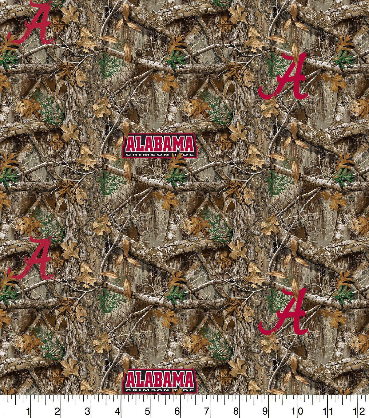 Camo Alabama Logo - Alabama Collegiate Realtree Cotton Fabric 42 Camo & Logo