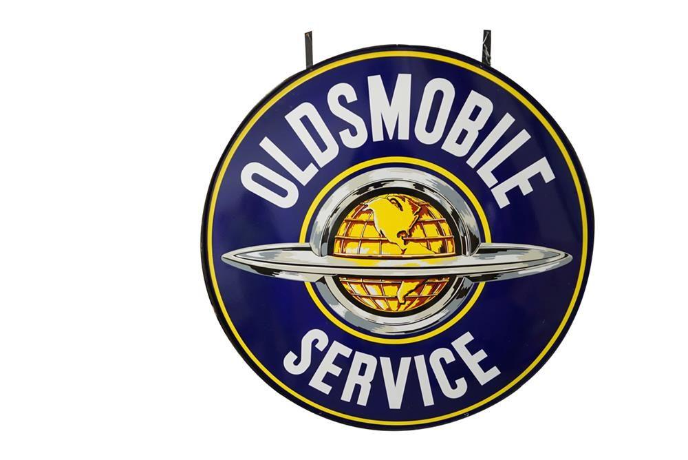 Double Globe Logo - Gorgeous late 1950s Oldsmobile Service double-sided porcelain