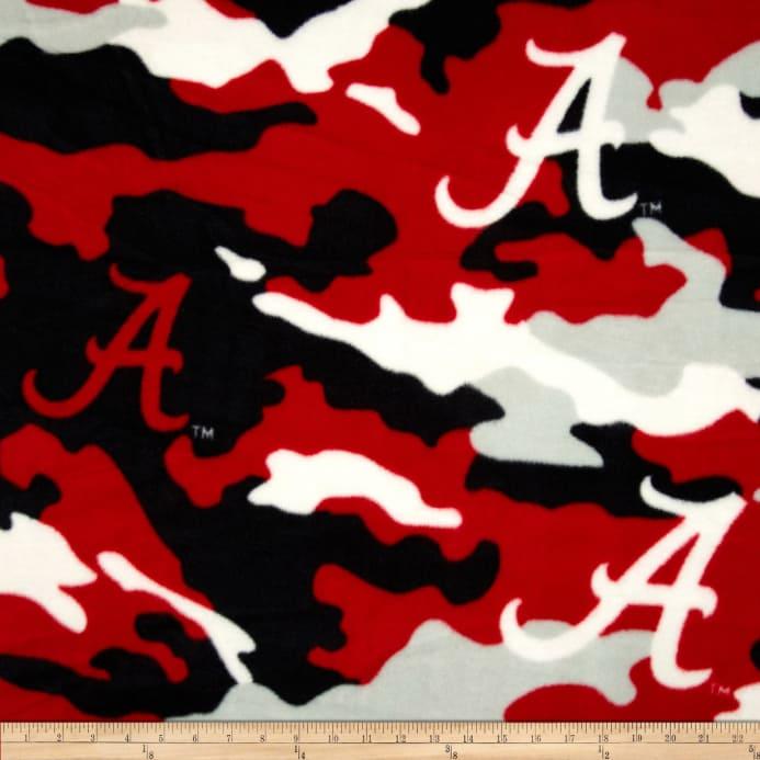 Camo Alabama Logo - University of Alabama Fleece Camo Crimson Designer Fabric