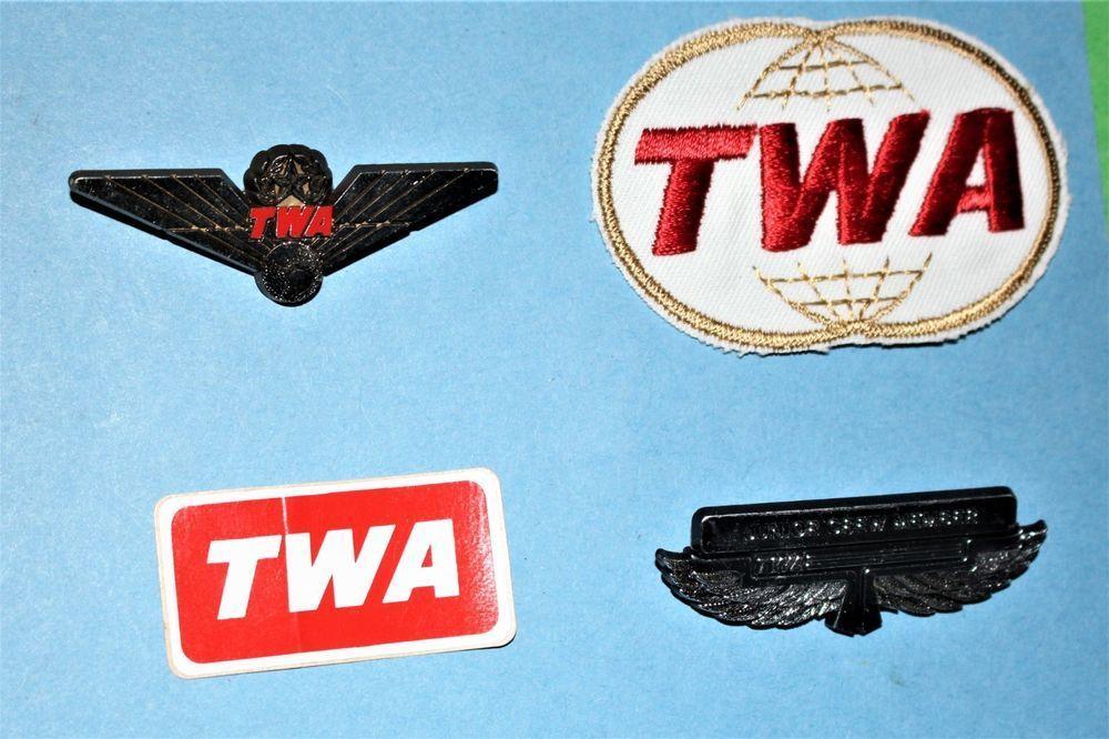 TWA Globe Logo - TWA AIRLINES DOUBLE GLOBES LOGO HAT PATCH STICKER JUNIOR PILOT ...