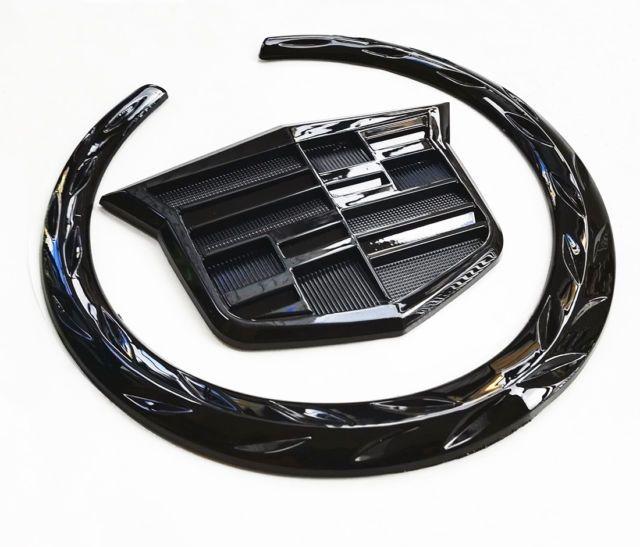 Black Cadillac Logo - Front Grille Hood Emblem Ornament Badge Logo Symbol Black Cadillac ...
