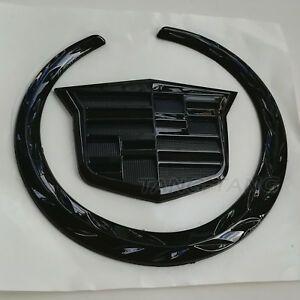 Black Cadillac Logo - Black Cadillac Wreath Crest 6 Front Grill Grille Truck 3D Logo