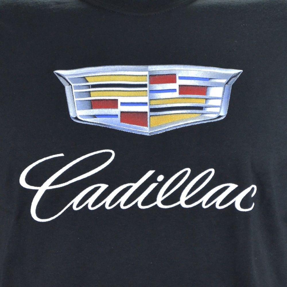 Small Cadillac Logo - Cadillac Logo & Script T-Shirt - Black - Sizes: Small - 5XL | Modern ...